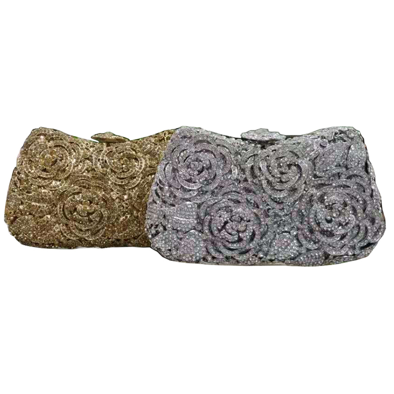 New elegant ladies pattern evening bag wedding party rhinestone handbag ladies crystal clutch