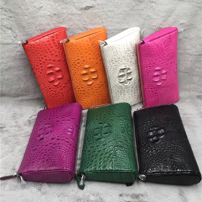 Exotic Alligator Skin Lady Small White Purse Female Large Phone Clutch Genuine Crocodile Leather Women Single Cross Shoulder Bag
