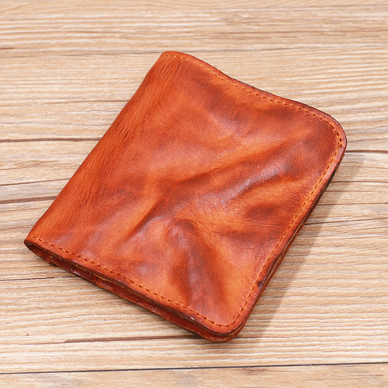 100% Genuine Leather Wallet For Women Men Vintage Cowhide Short Bifold Small Slim Lady Purse Card Holder With Zipper Coin Pocket