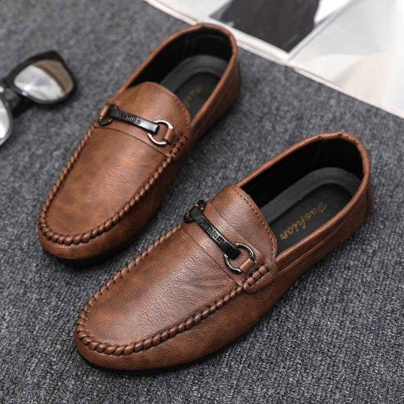 CMM Low Cut Mens Soft Soled Shoes One Foot Loafers Durable and Trendy Handmade High End British Business Lazy Leather Shoes