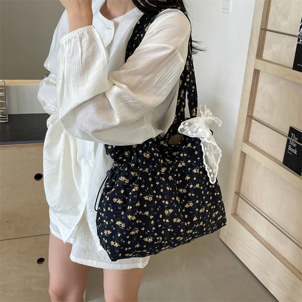 Women Floral Shoulder Bag Large Capacity Canvas Flower Printed Handbag Summer Casual Bag Girls Outdoor Bag