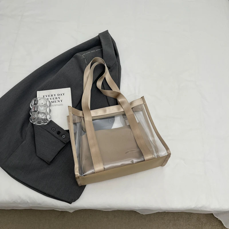 2024 MUDUO Transparent Shopping Handbag Shoulder Plastic Fashion Gift Packaging Wedding Bag Portable Customization 241107