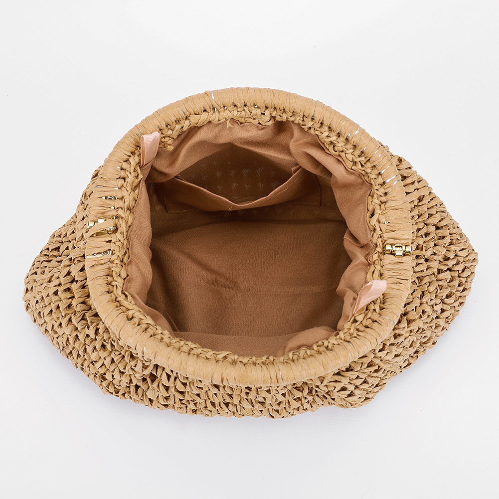 Straw Clutch Purse for Women Woven Raffia Shoulder Bag Fashion Chain Messenger Bags Crochet Handbag Summer Beach Crossbody Bag