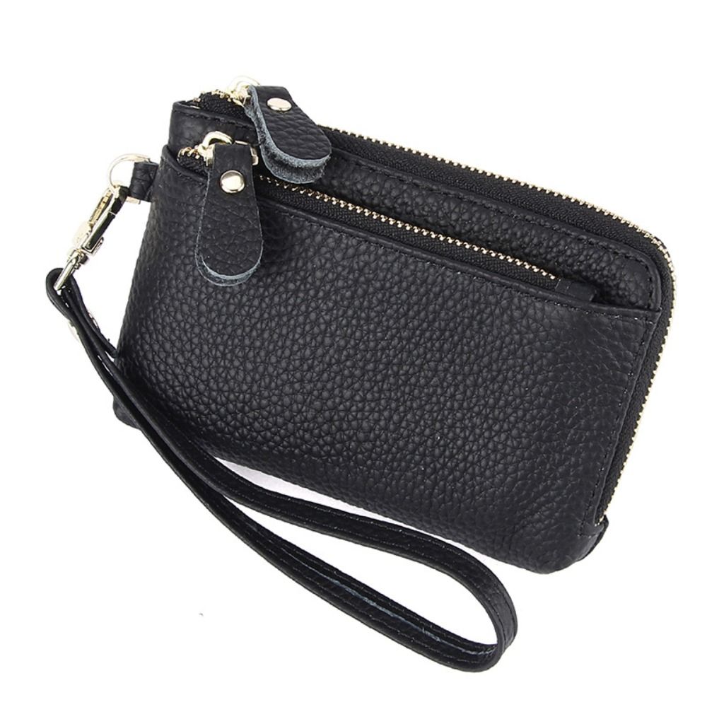 Fashion Cowhide Women Wallets Multi Functional Multi Card Slots Wallet Solid Color Zipper Purses