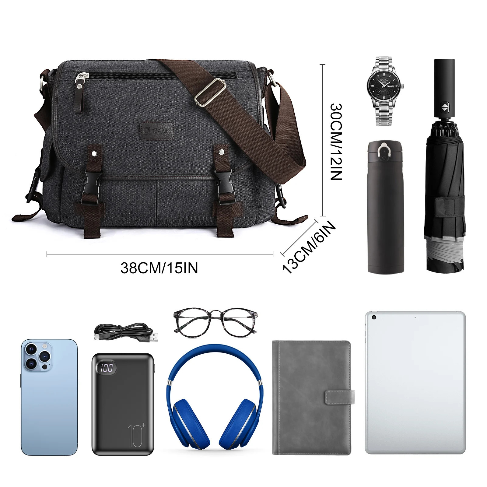 Messenger Bag for Men Retro Canvas Satchel Casual Briefcases Laptop Fit 13InchWater Resistant Crossbody College 241106