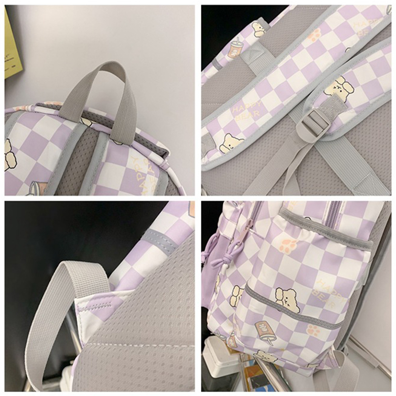 Preppy Schoolbag 2023 New Style Plaid Simple Backpack Large Capacity Junior High School Students Leisure Backpack