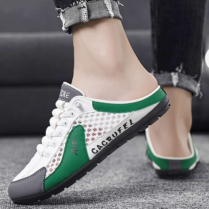 Men's breathable non slip casual shoes, summer fashionable color block slippers, suitable for outdoor walking, camping and leisure activities .