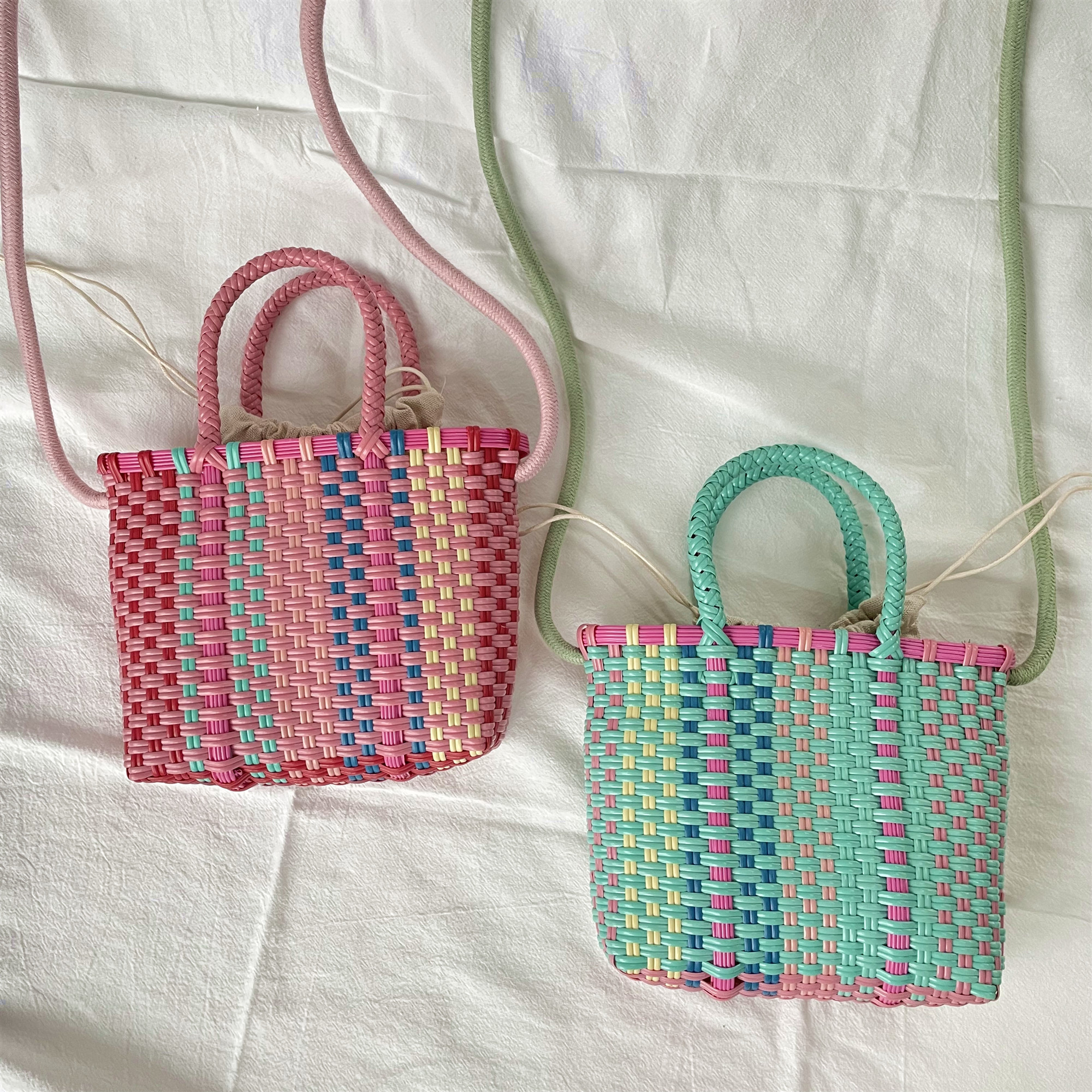 Handmade Women's Shoulder Bag Plastic Woven Small Handbag Rattan Straw Beach Bags Female Messenger Crossbody Bag Travel Tote Ha