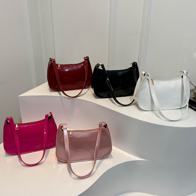 Retro Solid Color PU Leather Shoulder Bag Fashion Women's Handbags Casual Designer Hobos Underarm Bag