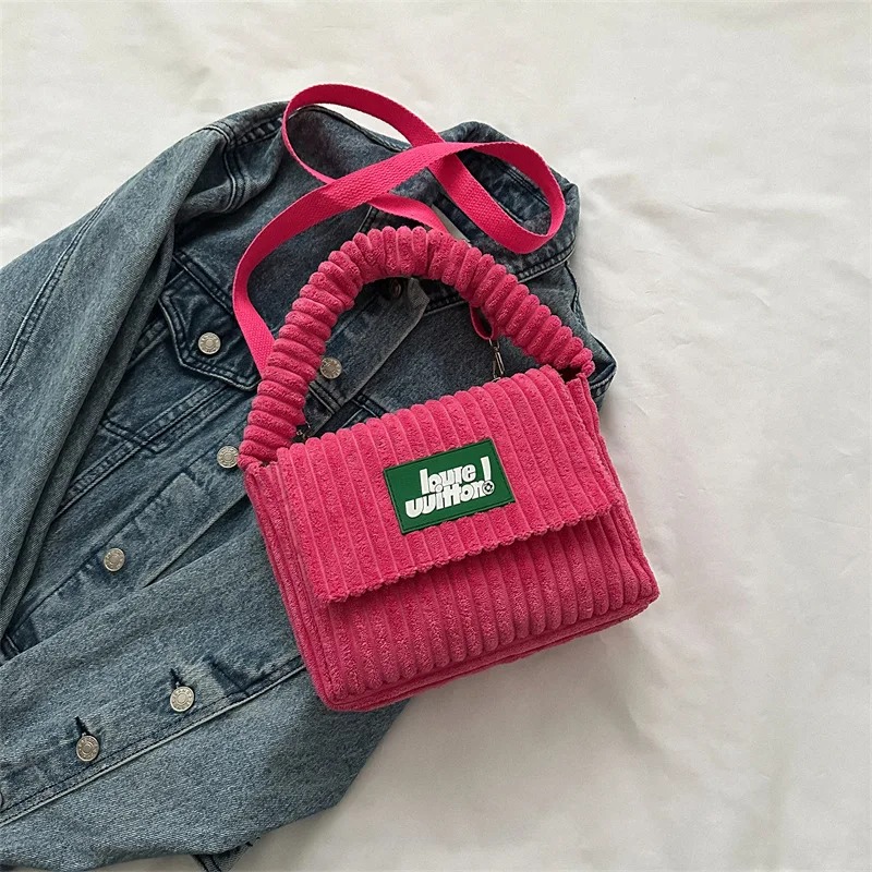 New CorduroyWomen's Handbag Fashion Versatile Texture Shoulder Bags Casual Nylon Magnetic Button Crossbody Bags for Women 2023