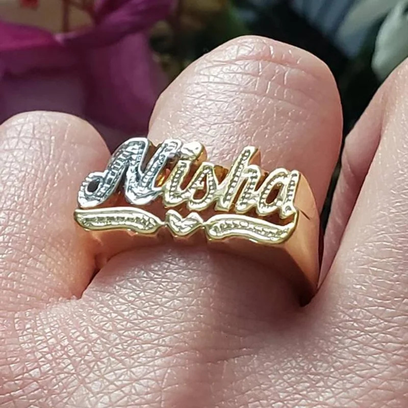 Personalized custom mens name ring personalized hip-hop ring 18K gold-plated ring womens Christmas gift 241106