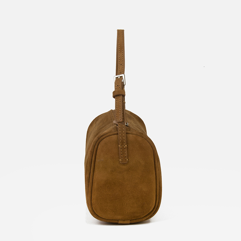 Donna-In First Layer Cowhide Mini Suede Handbag Real Leather Square Pen Container Bag For Women Adjustable Slim Strap Top layer cow suede leather