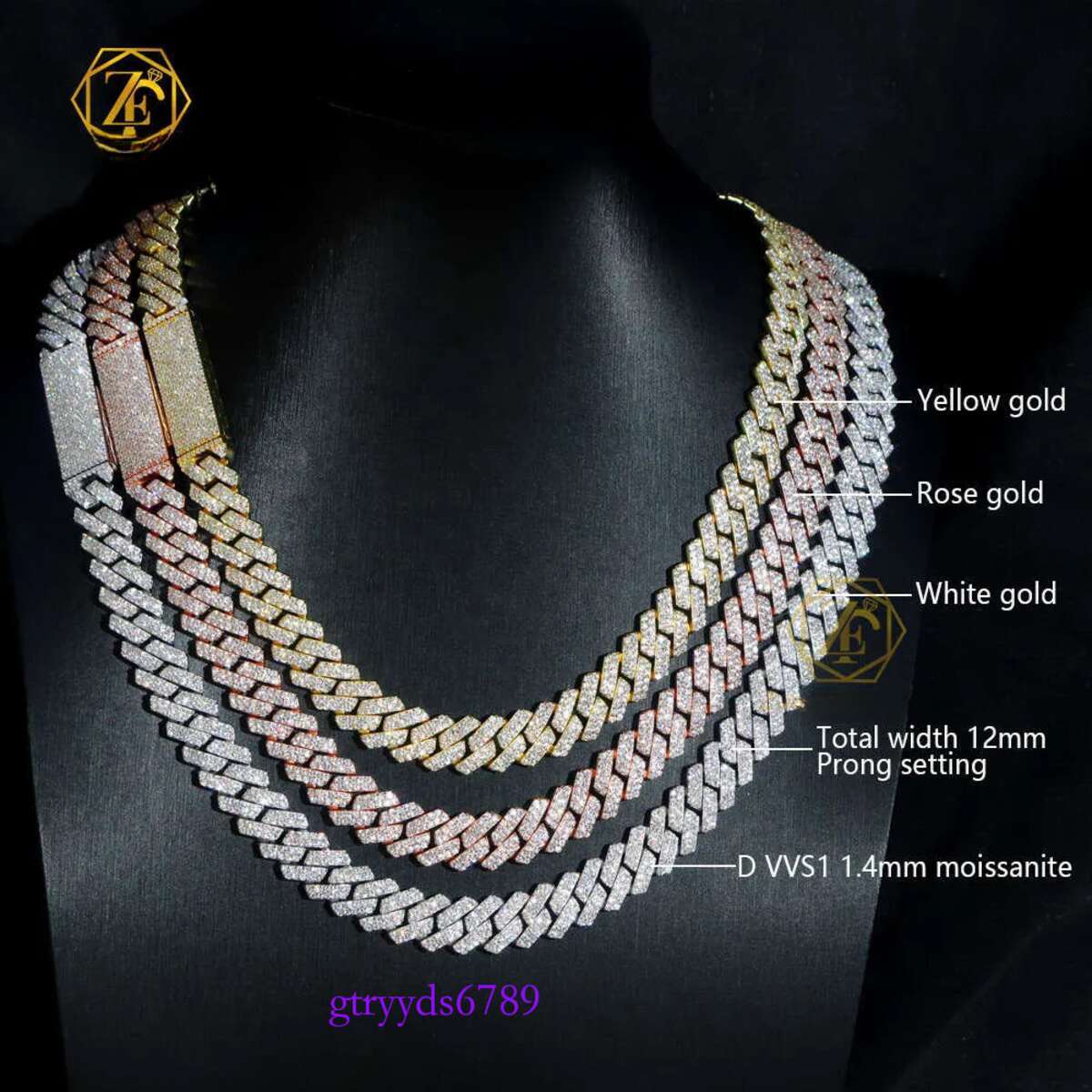 Hip Hop Style Iced Out Jewelry 6mm 8mm 10mm 12mm 14mm 20mm Width Sterg Sier VVS Moissanite Cuban k Chain Bracelet