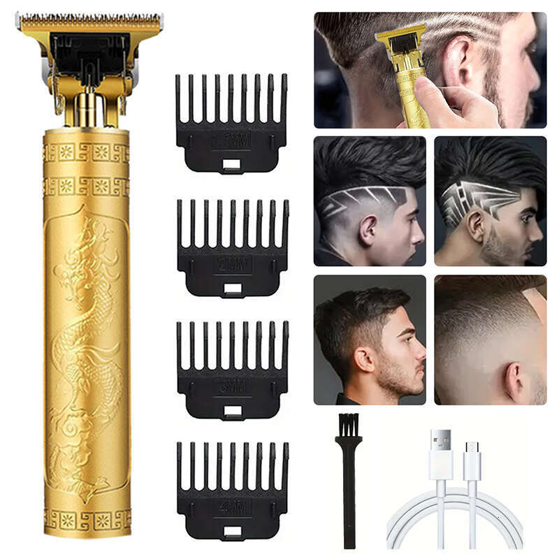 Electric Rechargeable T-Shaped Blade Trimmer Close-Range Cordless Barber Beauty Kit Zero Gap Men's Hair Clipper Shaver Beard
