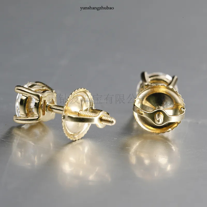Designer Stud Earrings 0.1-2ct D Color Moissanite VVS1 Clarity Round Dia White Gold S Sterg Sier Screw Back For Women