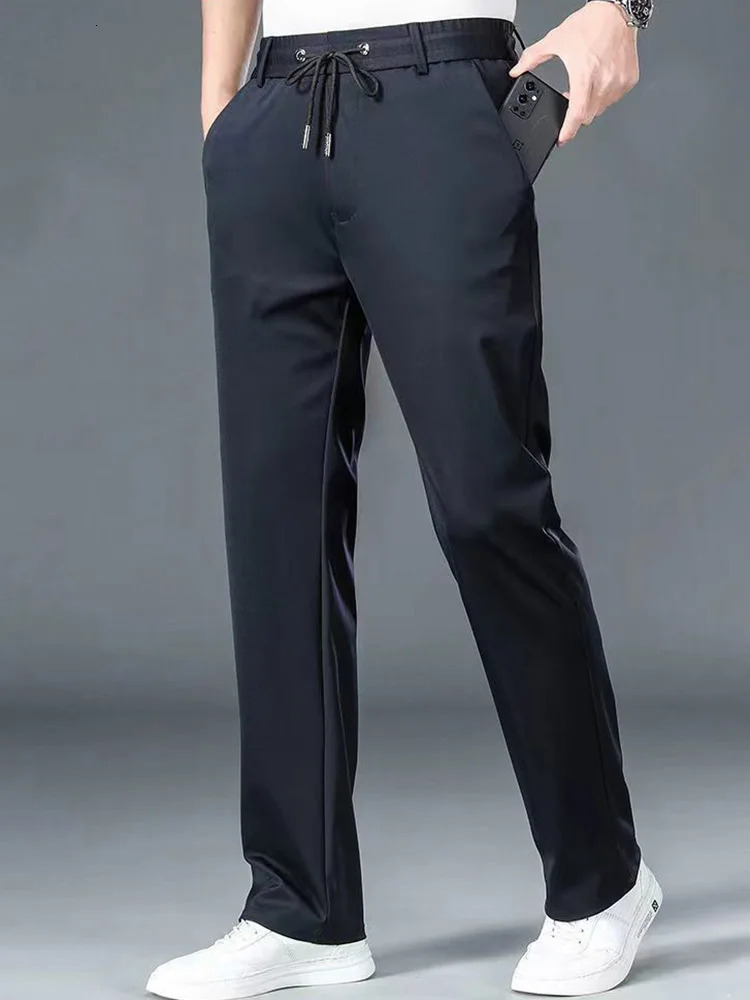 10XL Oversize Men Business Pants Man Elegant Formal Trousers Dress Social Elastic Waist Loose Male Work Slim Suit 241104