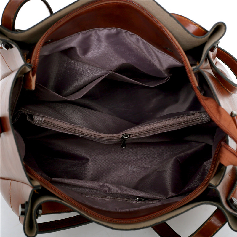 2024 Women Casual Solid Pu Leather Shoulder Bucket Fashion Composite Bag Crossbody Soft Shopping Ladies Lash Package Soft