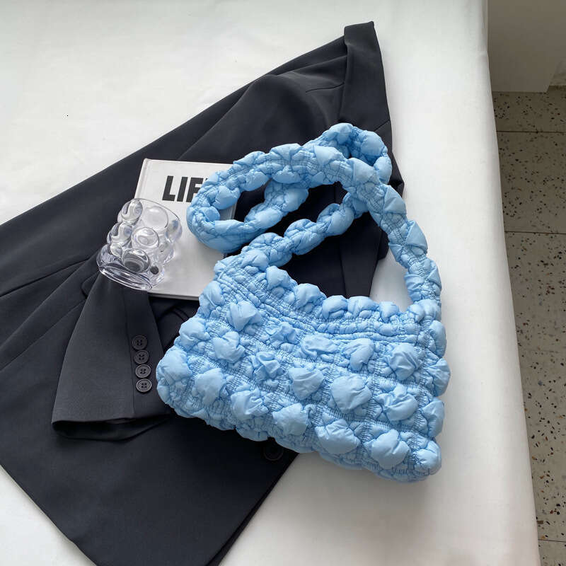 Autumn new pleated cloud large capacity niche Korean version single shoulder crossbody women's down cotton jacket bubble dumpling bag