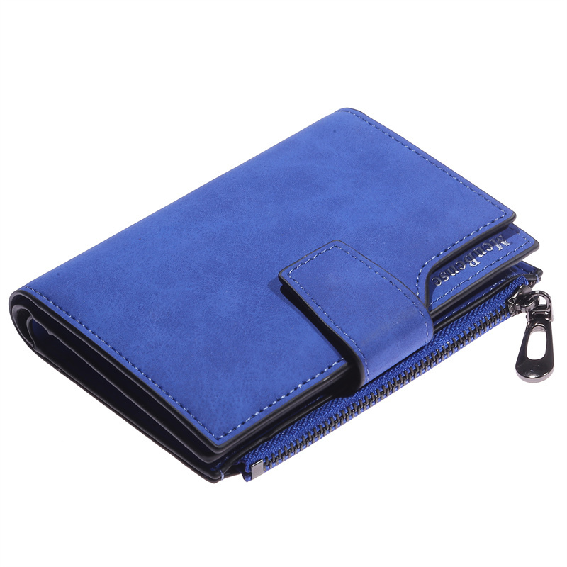 Short Wallet Ladies Coin Purse Buckle Student Frosted Multi Card Slot Zip Money Clip Wallets Women's Fashion Wallet