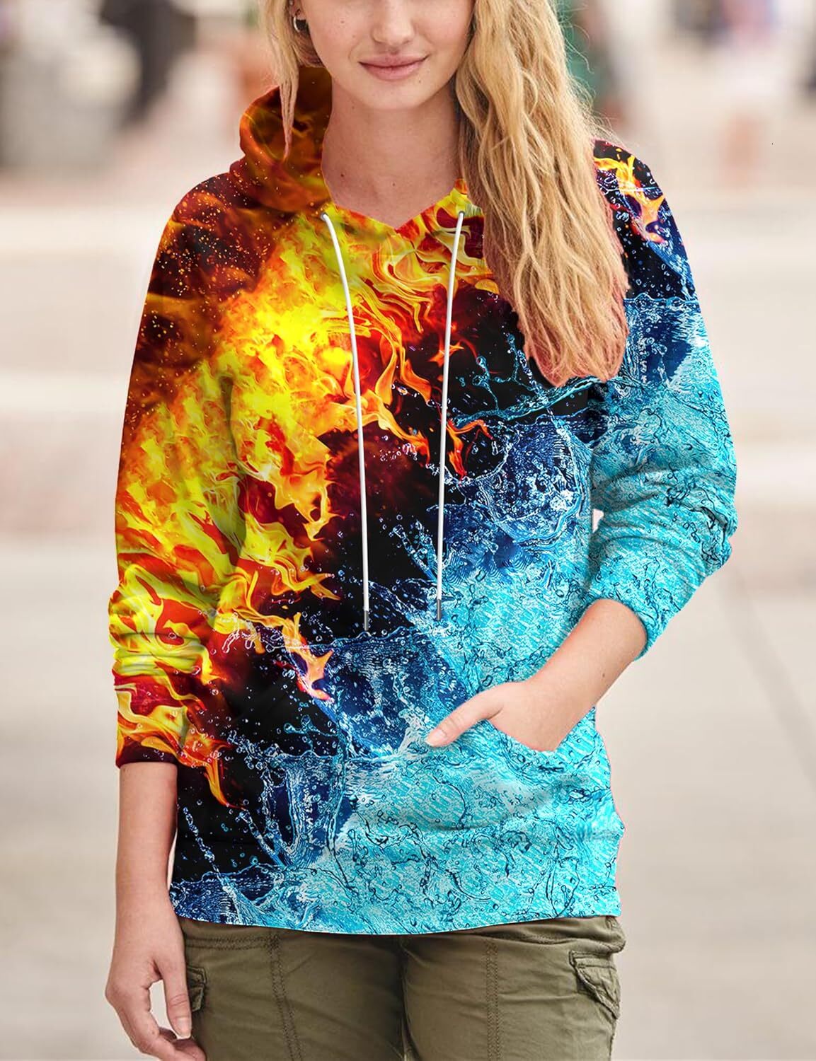 Hoodie for Unisex Mens and Womens Novelty Hoodies 3D Fashion Digital Print Pullover Hooded Sweatshirts with Pockets Graphic Trendy splicing color patt