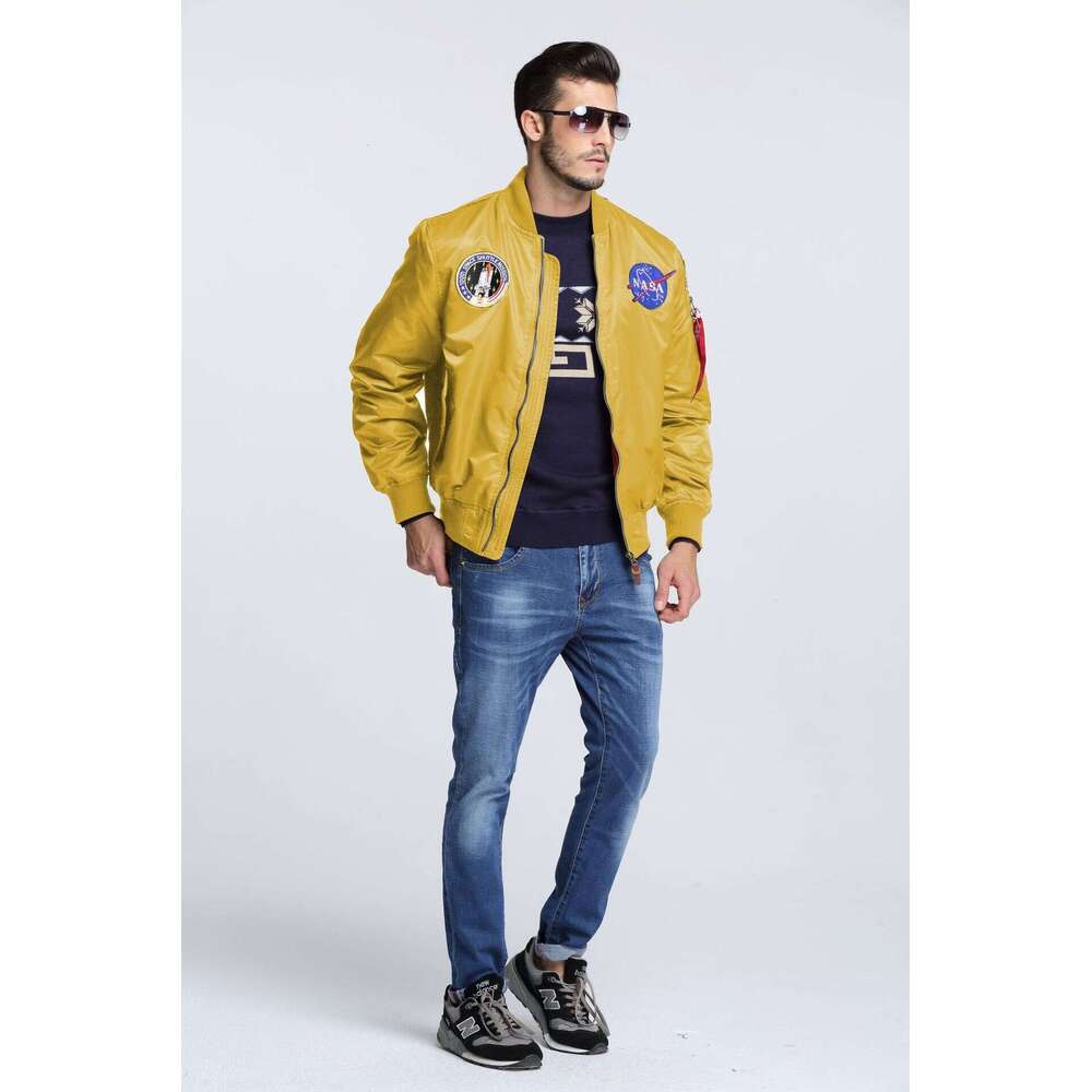 2024 Spring And Autumn Thin US Air Force Embroidered Badge Baseball NASA Pilot Jacket Men's Workwear Coat Trend