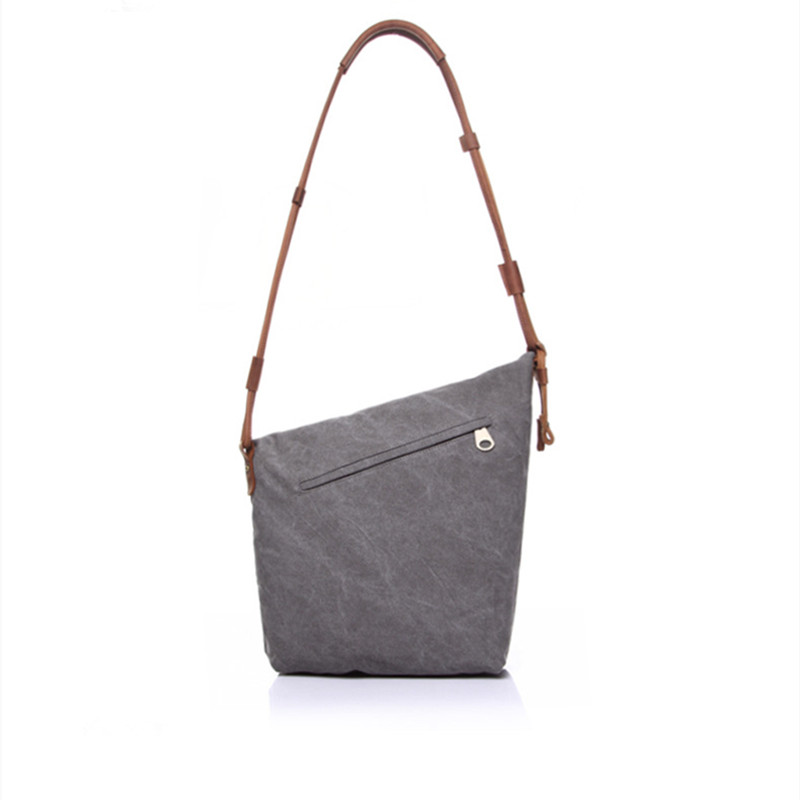 Women's Canvas Shoulder Bags Vintage Style Unisex Crossbody Bags Literary Leather Belt Messenger Bags