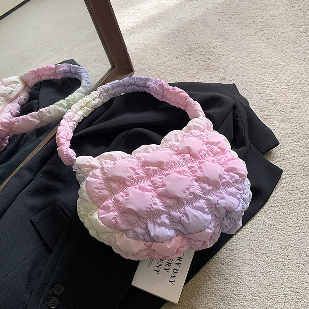 Fashion Pleated Cloud Bag for Women Designer Ruched Handbag Luxury Nylon Quilted Padded Shoulder Crossbody Bag Female Purse 2023