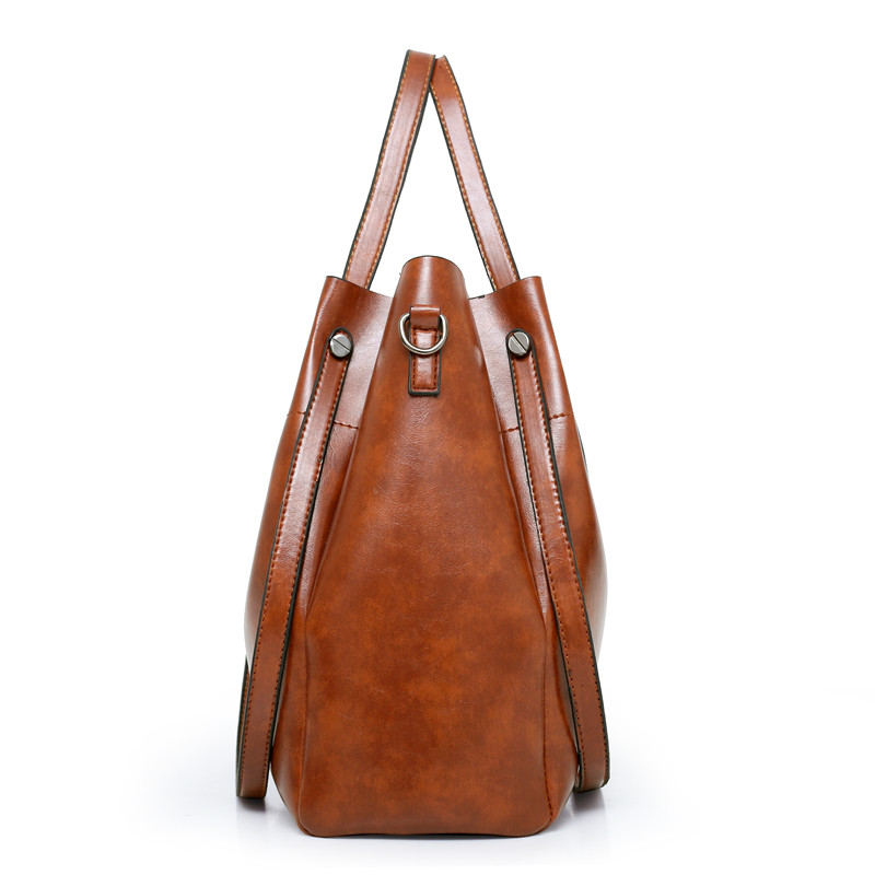 2024 Women Casual Solid Pu Leather Shoulder Bucket Fashion Composite Bag Crossbody Soft Shopping Ladies Lash Package Soft