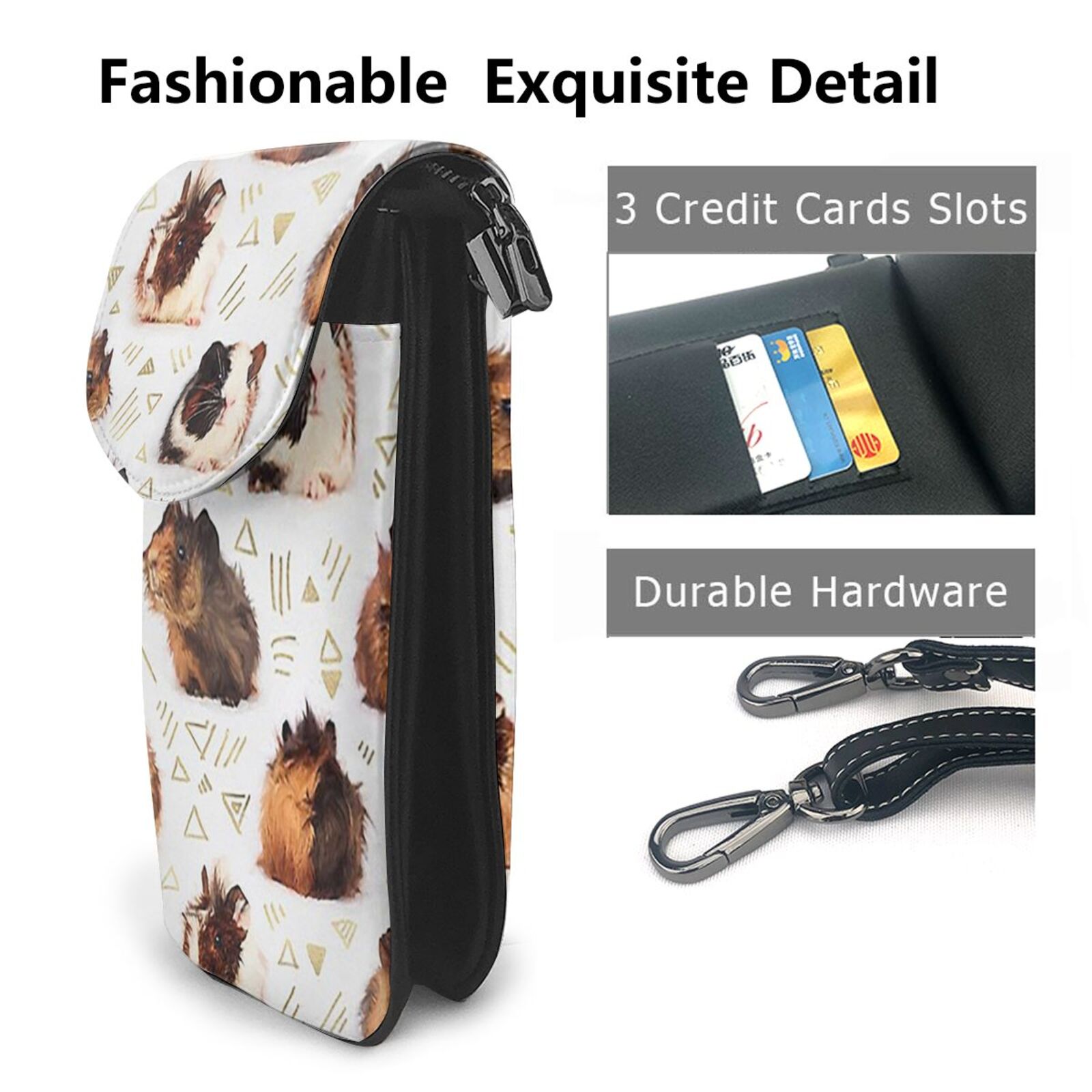 Cute Capybara Women Cell Phone Purse Leather Crossbody Bag Mini Shoulder Bag Card Holder Wallet