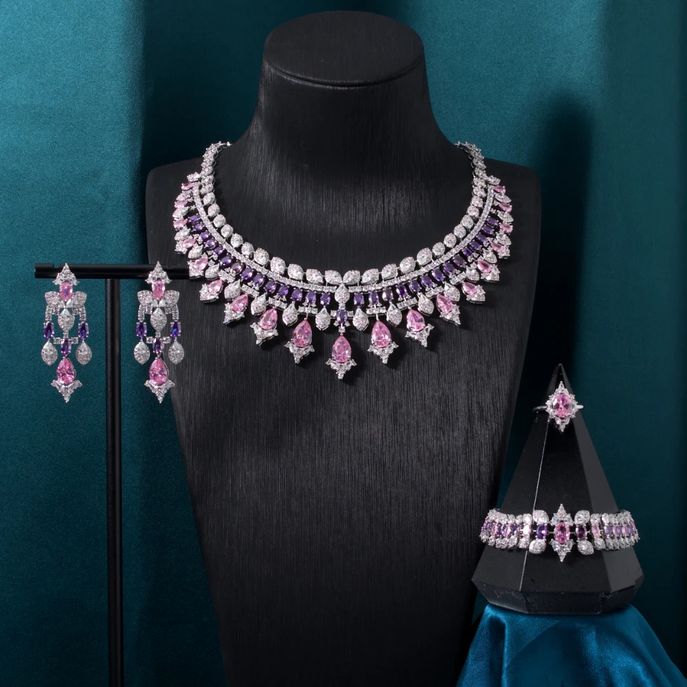00023 TIRIM Womens Necklace Set Cubic Zirconia Bridal Jewelry Dubai Saudi Arabia Wedding Engagement Party Jewelry Accessories 241106