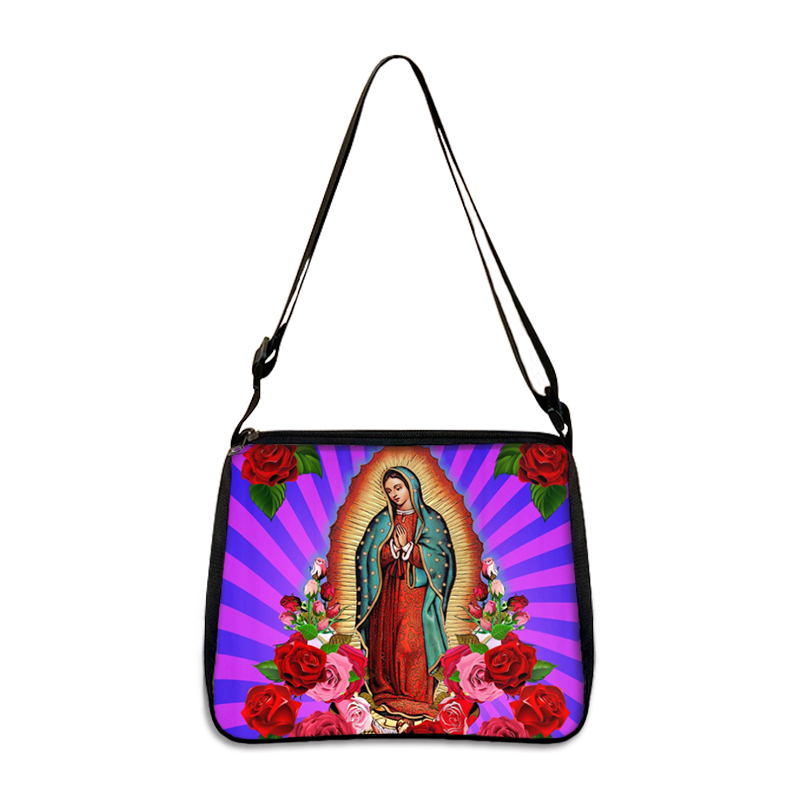 3D Print Virgin Mary Religion Shoulder Bags Our Lady of Guadalupe Crossbody Bag Messenger Bags Women Canvas for Travel Gift