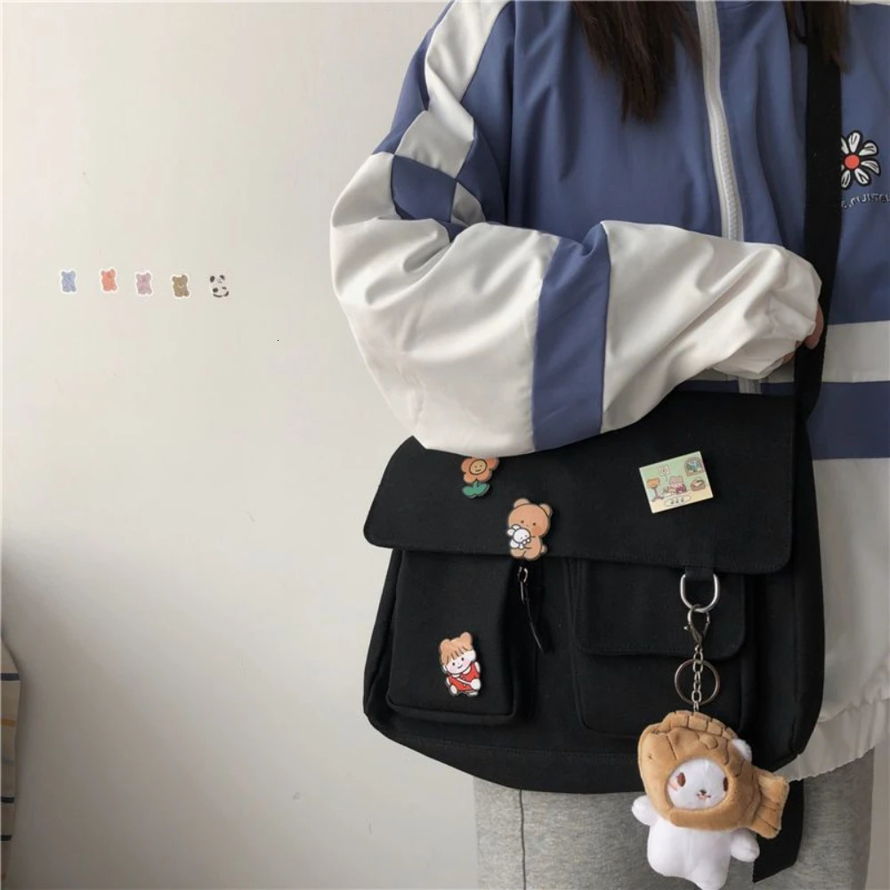 Japanese Harajuku Cute Retro Girl Messenger Shoulder Bag Canvas Student School Female 241106