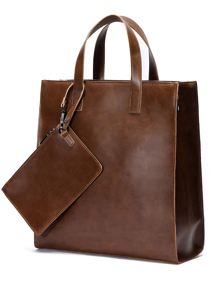 Men's Casual Handbag Mad Horse pu Leather Shoulder Messenger Bag British Fashion Men's Bag Large Capacity Messenger Bag