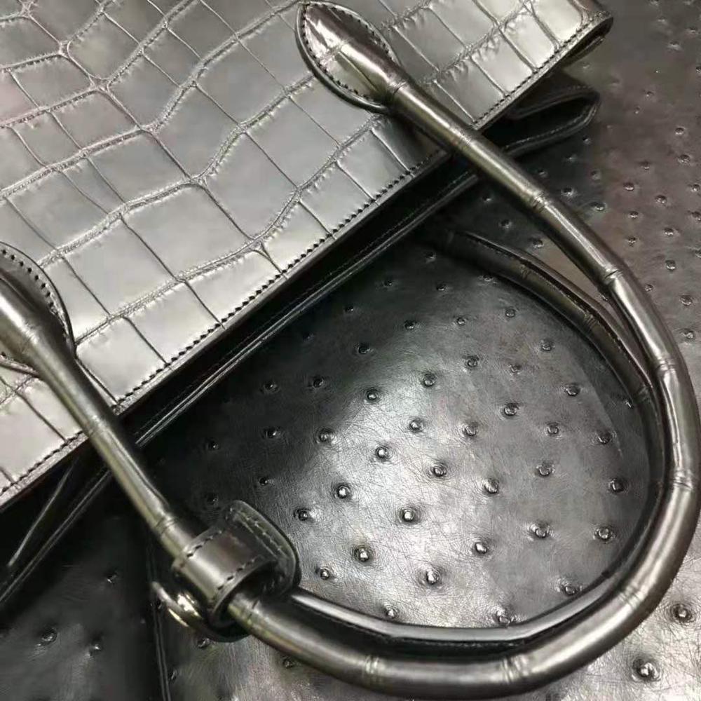 100% Real/Genuine crocodile Skin Women tote Handbag High end fine quality matt black color crocodile belly skin lady tote bag 30
