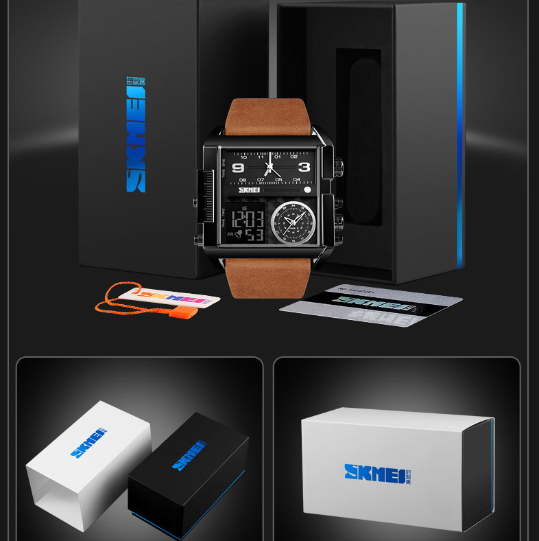 Waterproof 30M sports electronic watch tempered glass mirror luminous alarm clock three time zones titanium alloy case juvenile watch 012