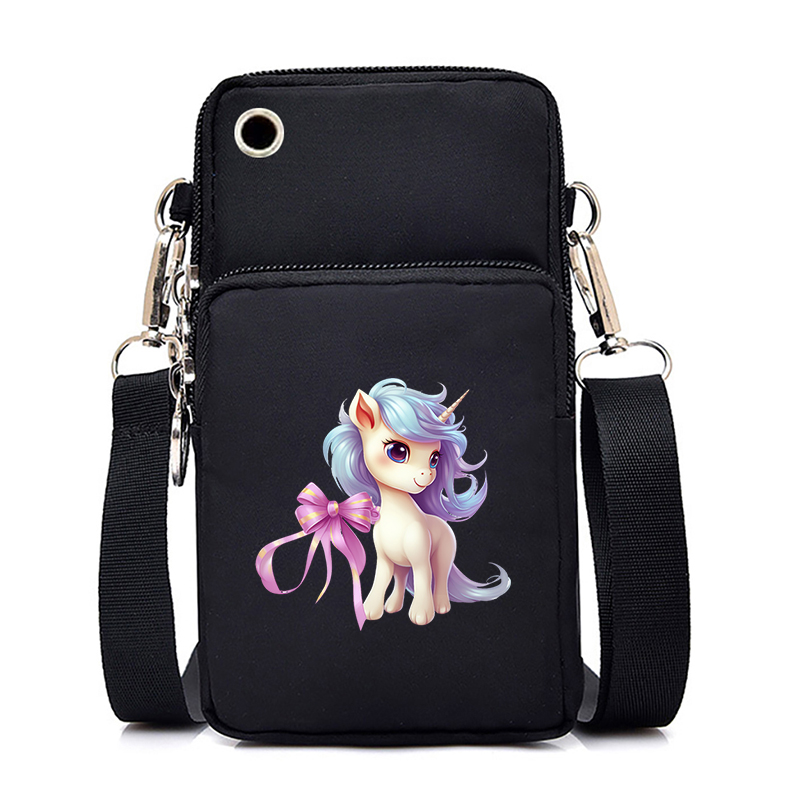 New Fashion Trend Mobile Phone Bag Unicorn Floral 26 Letters Women's Messenger Bag Teenager Girl Small Coin Purse Handbag Wallet