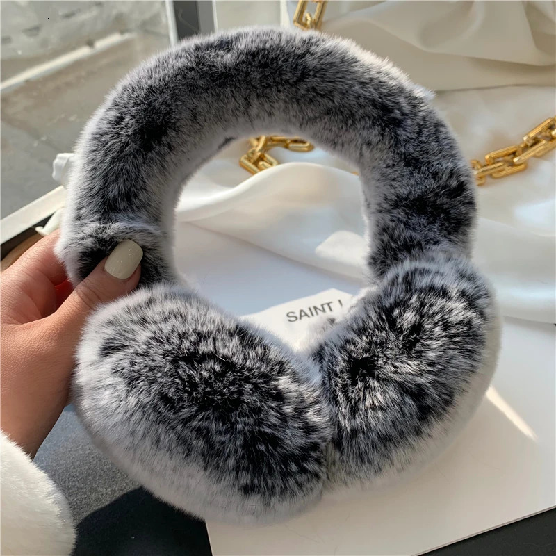 Winter female earmuffs soft and warm cable fur real Rex rabbit earmuffs cold weather 241107