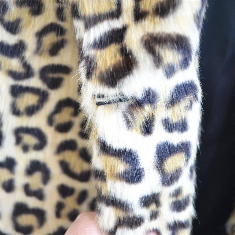 Womens Winter Fur Coat European Long American Sexy Leopard Rabbit Coat Autumn Fashion Artificial Mink Jacket 241107