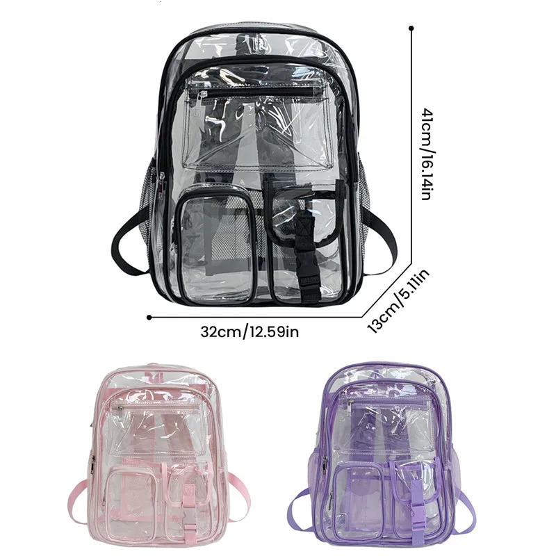 Womens backpack transparent PVC bag transparent backpack teenage student mens transparent school backpack 241106