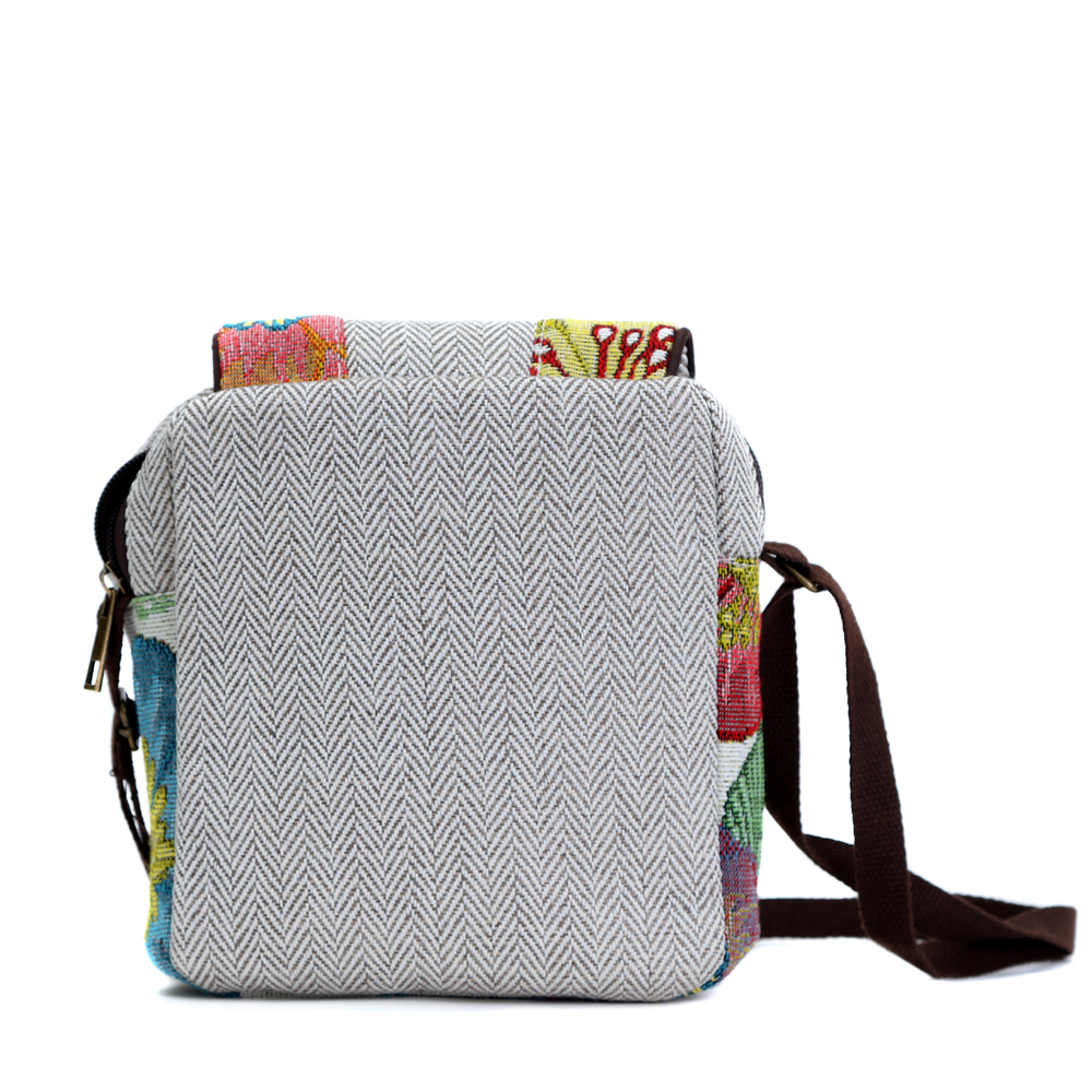 Veowalk Handmade Floral Embroidery Women Mini Canvas Flap Shoulder Bag Bohemian Small Soft Keys Phone Bag