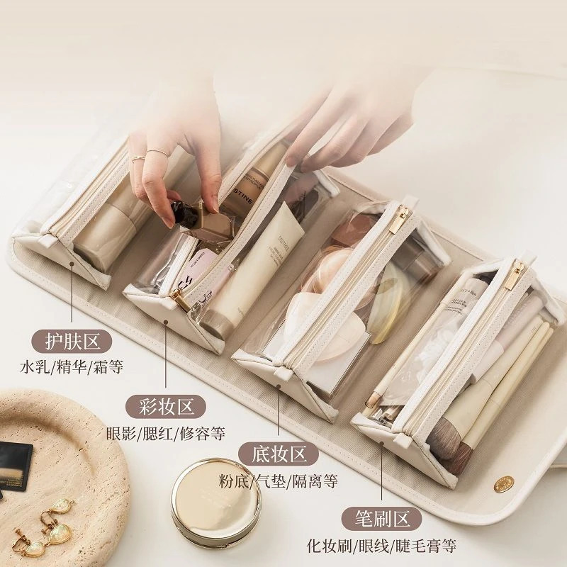 Folding Makeup Bag Detachable Portable Large Capacity Travel and Outdoor Storage Waterproof Storage Makeup Bag 241106