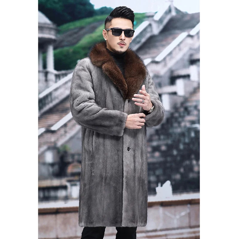 S-6XL size fashionable mens winter jacket gray warm mink velvet mens jacket loose outdoor sports and leisure long park 241107