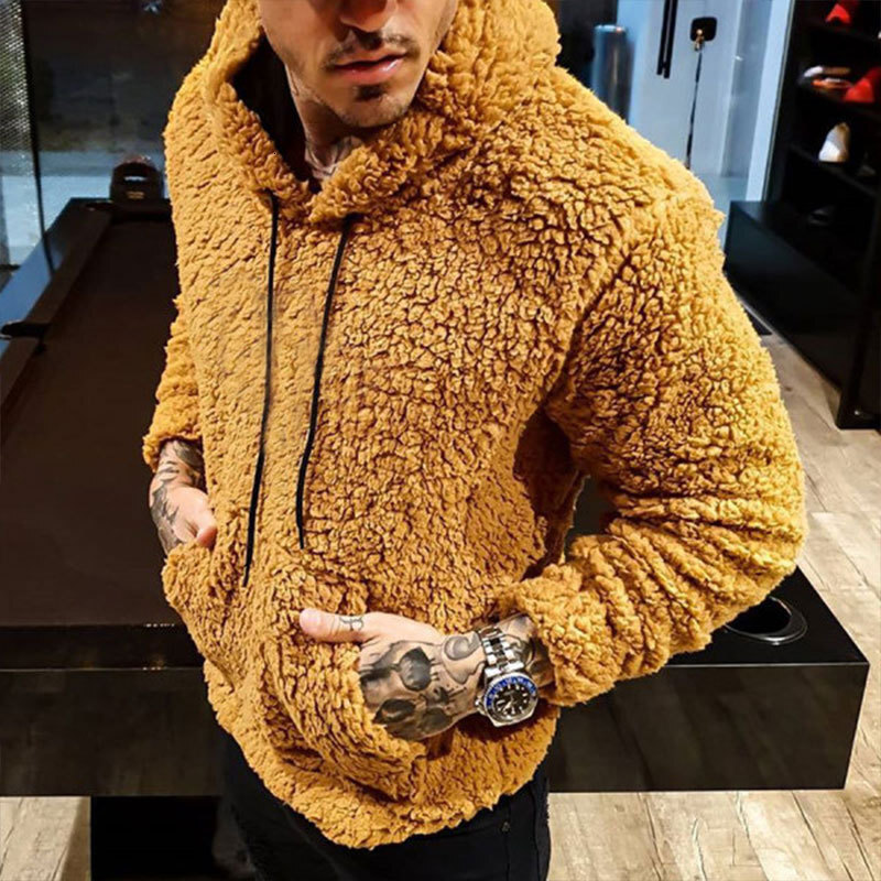 New Men's Letter Printed Drawstring Particle Velvet Long Sleeve Hoodie Designer Fashion Hoodie