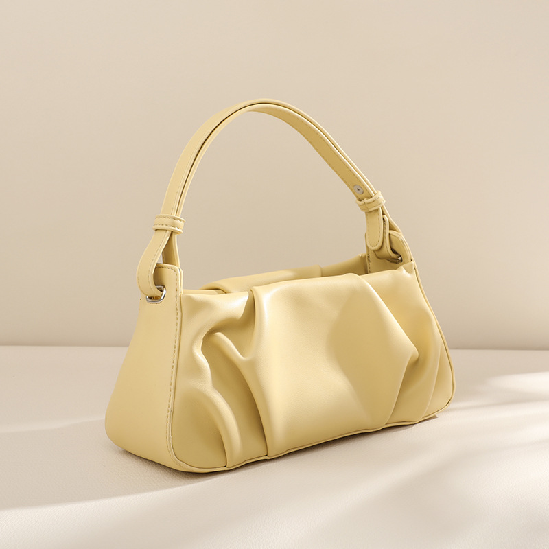 French Style Simple Handbags Fashion Solid Color PU Pleat Cloud Bags Lady Casual Versatile Shoulder Bag Sac Femme Bandouliere