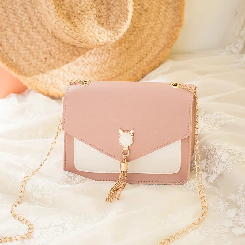 Bags for Women Luxury Designer Cover Tassel Chain Shoulder Small Square Bag Messenger Crossbody Bag Pearl Cat