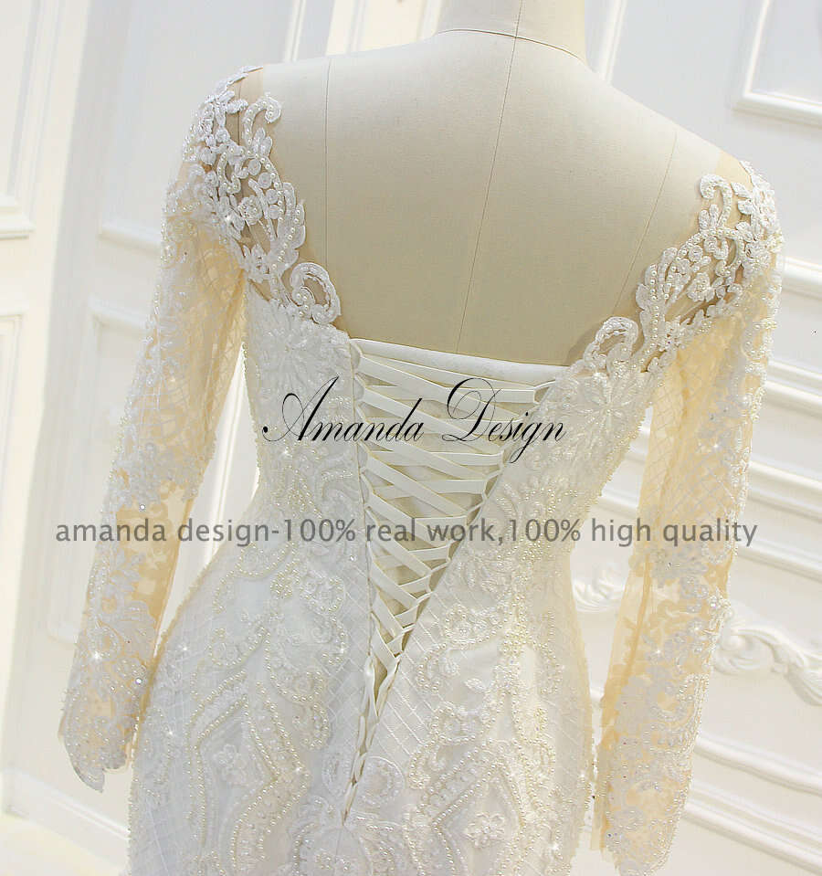 Amanda Design abendkleider Long Sleeves Mermaid Low Back Wedding Dress