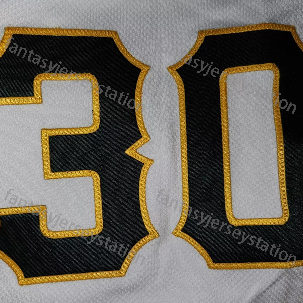 In Stock Men's #30 Pittsburgh Embroidered Baseball Jersey 100% Polyester, V-Neck, Slight Stretch Fabric, Letter and Number Pattern,Loose Fit Knit