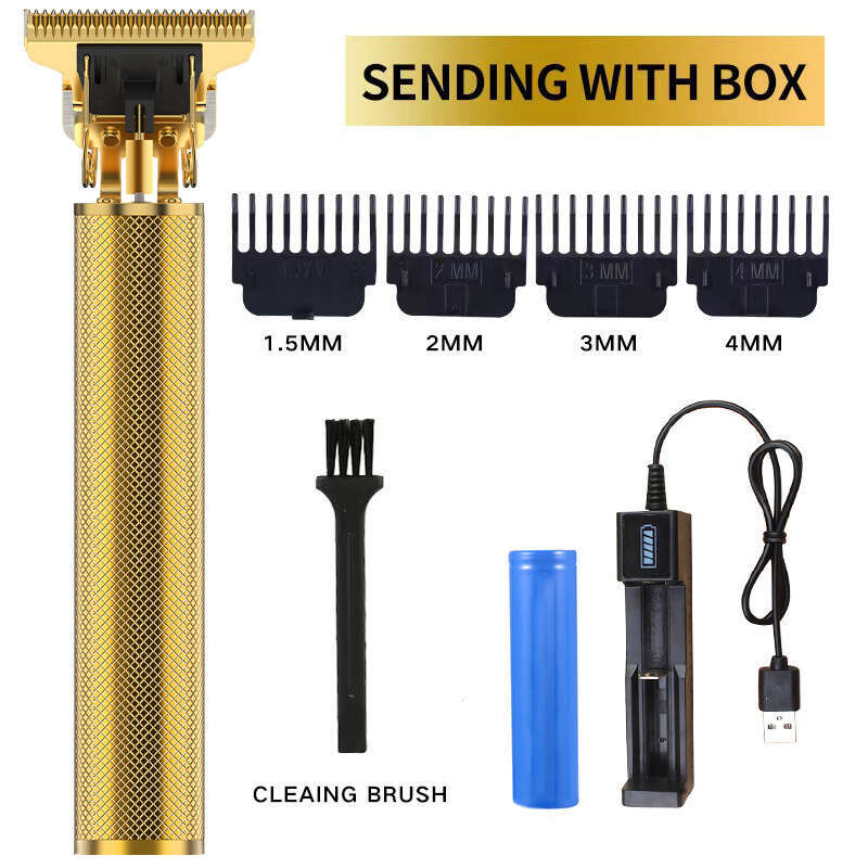 Professional Men's Hair Clipper with T Blade Zero Gap Pad Edger Rechargeable Cordless Shaver Gift for Beard Trimmin