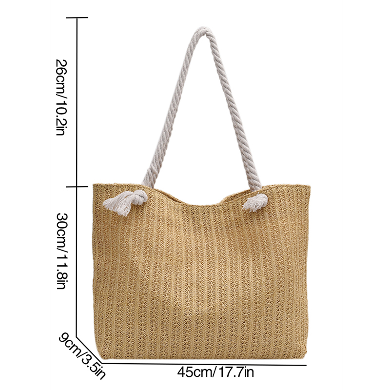 Popular Large Capacity Girls Handmade Weave Straw Bag Bohemian Style Shopper Tote Beach Handbags