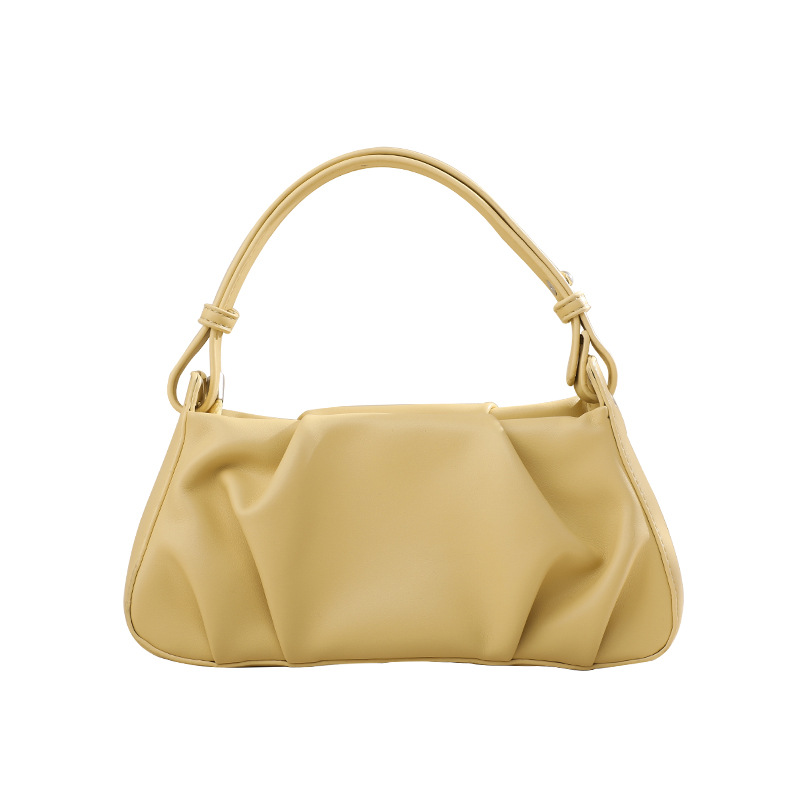 French Style Simple Handbags Fashion Solid Color PU Pleat Cloud Bags Lady Casual Versatile Shoulder Bag Sac Femme Bandouliere